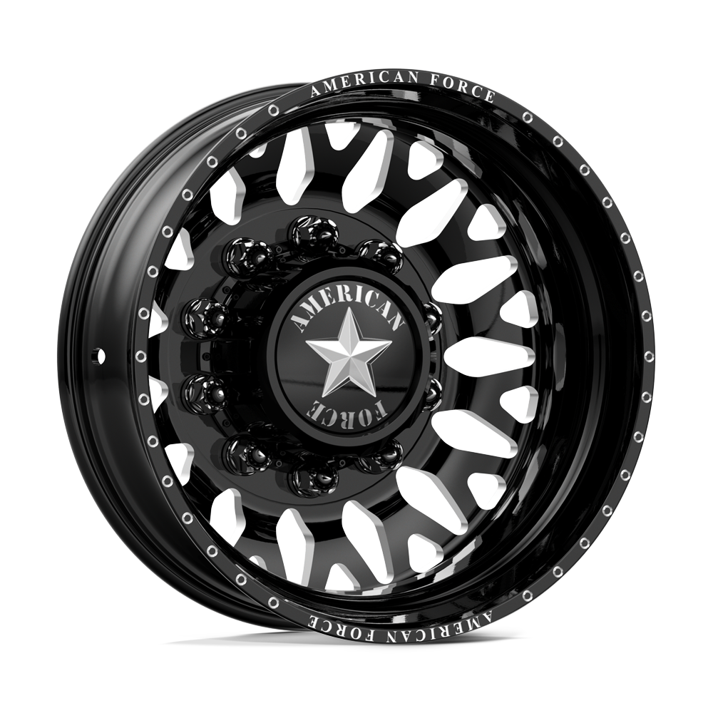 American Force Evo Gloss Black Milled 28x8.25 28" Dually Wheels