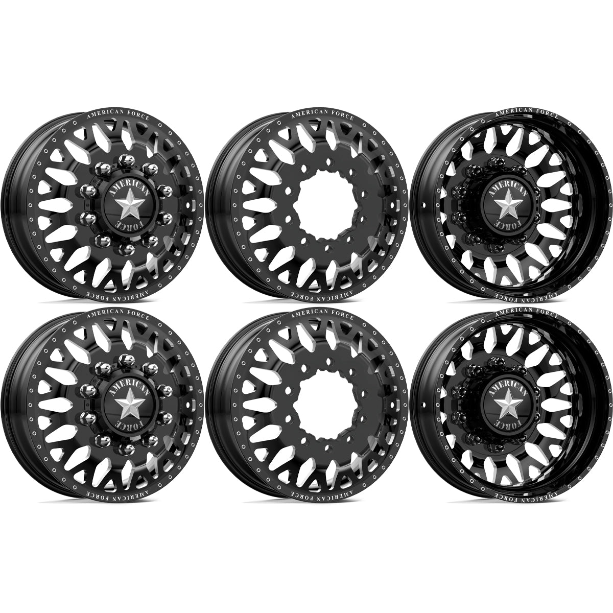 American Force Evo Gloss Black Milled 24x8.25 24" Dually Wheels