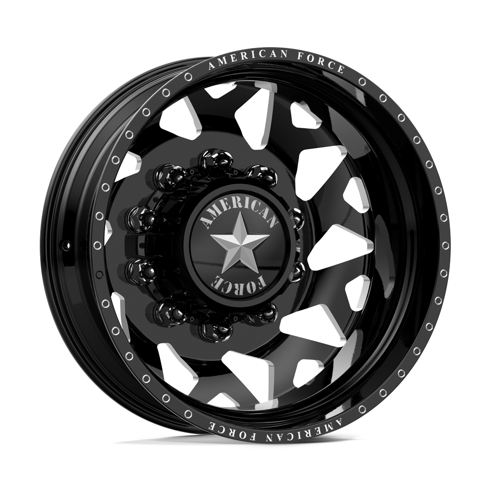 American Force Contra Gloss Black Milled 22x8.25 22.5" Dually Wheels