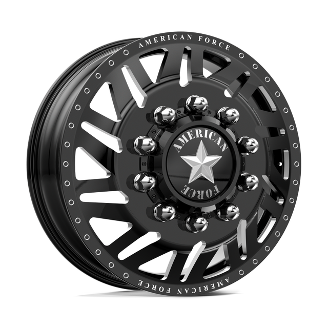 American Force Siege Gloss Black Milled 28x8.25 28" Dually Wheels