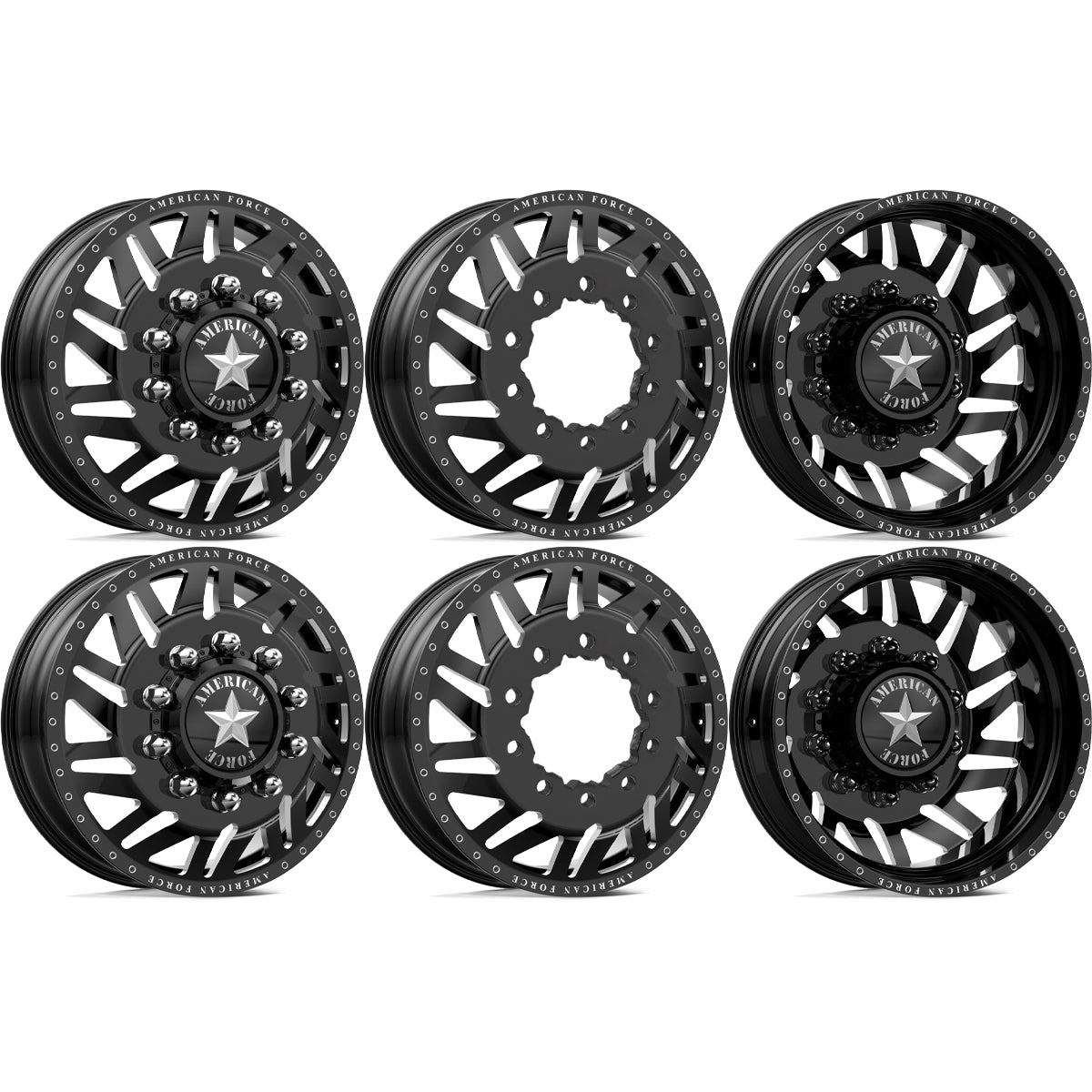 American Force Siege Gloss Black Milled 24x8.25 24" Dually Wheels