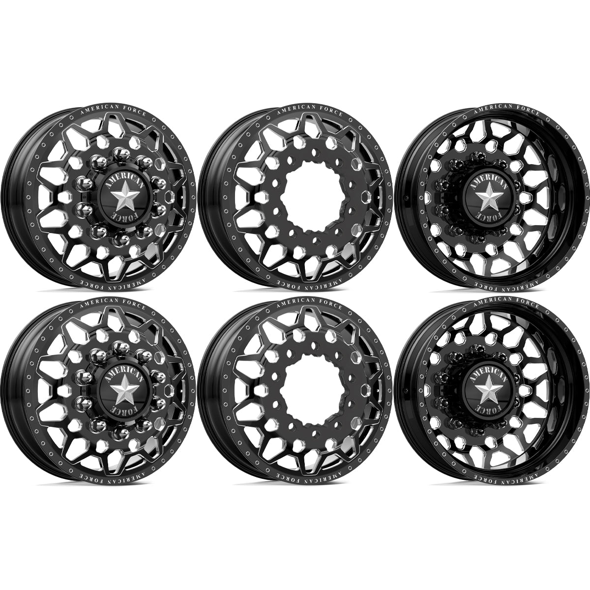 American Force Orion Gloss Black Milled 24x8.25 24" Dually Wheels