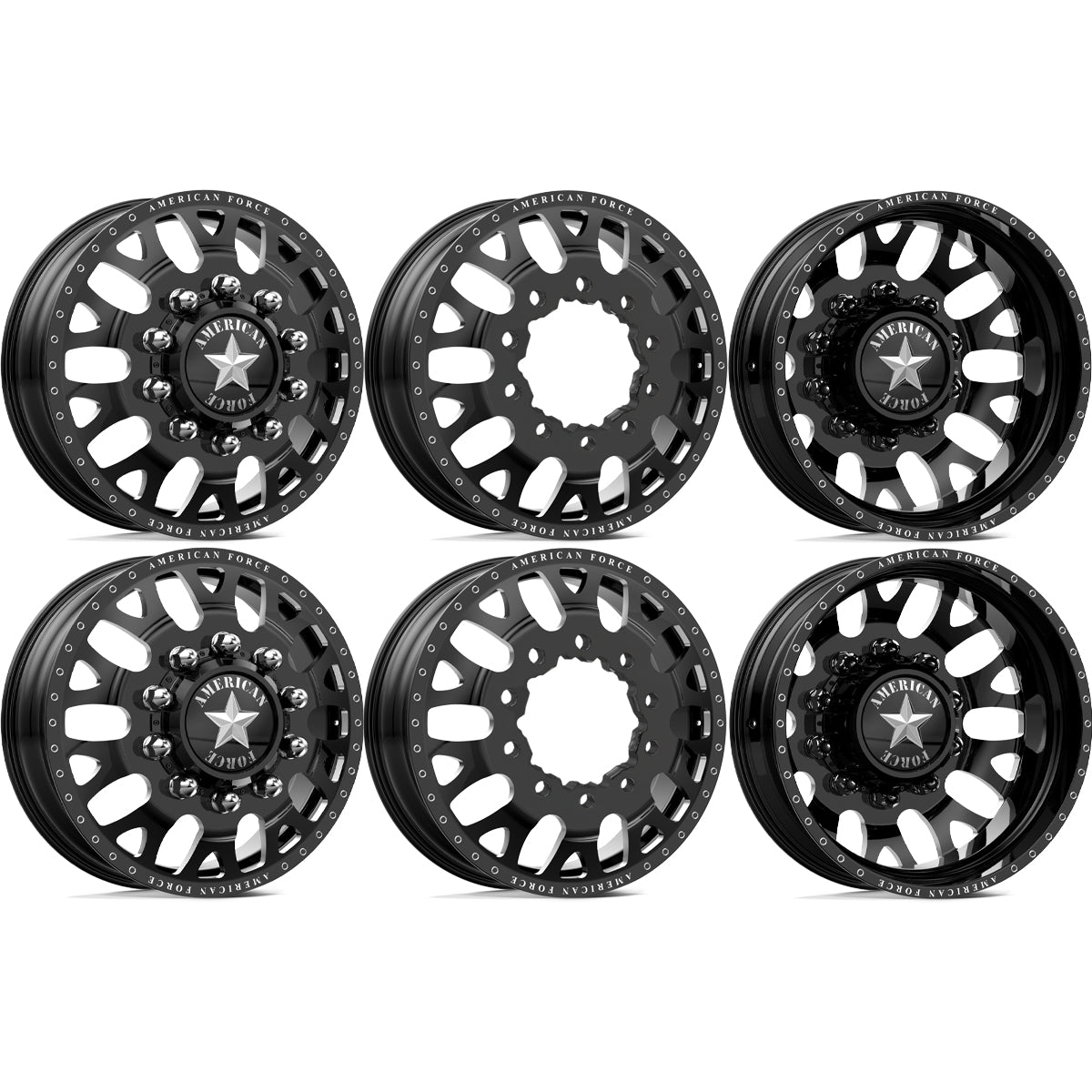 American Force Pulse Gloss Black Milled 22x8.25 22" Dually Wheels