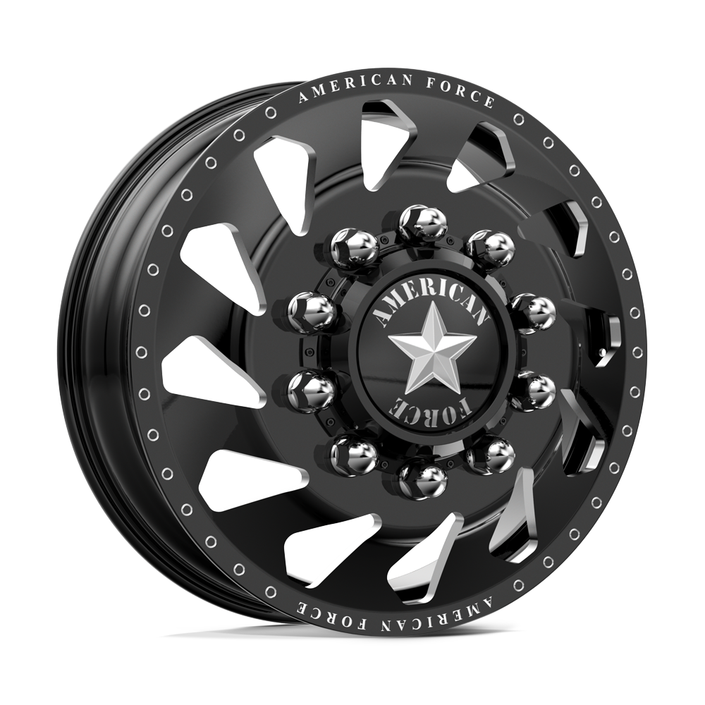 American Force Thunder Gloss Black Milled 28x8.25 28" Dually Wheels