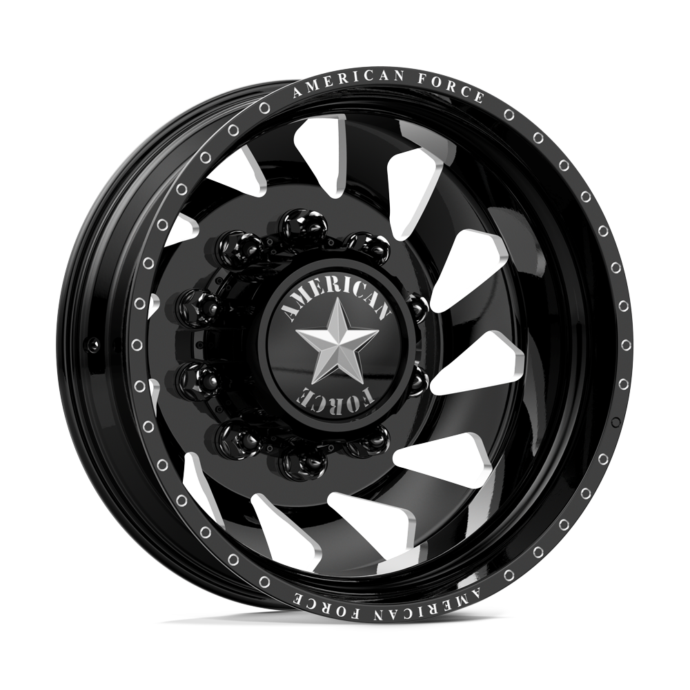 American Force Thunder Gloss Black Milled 28x8.25 28" Dually Wheels