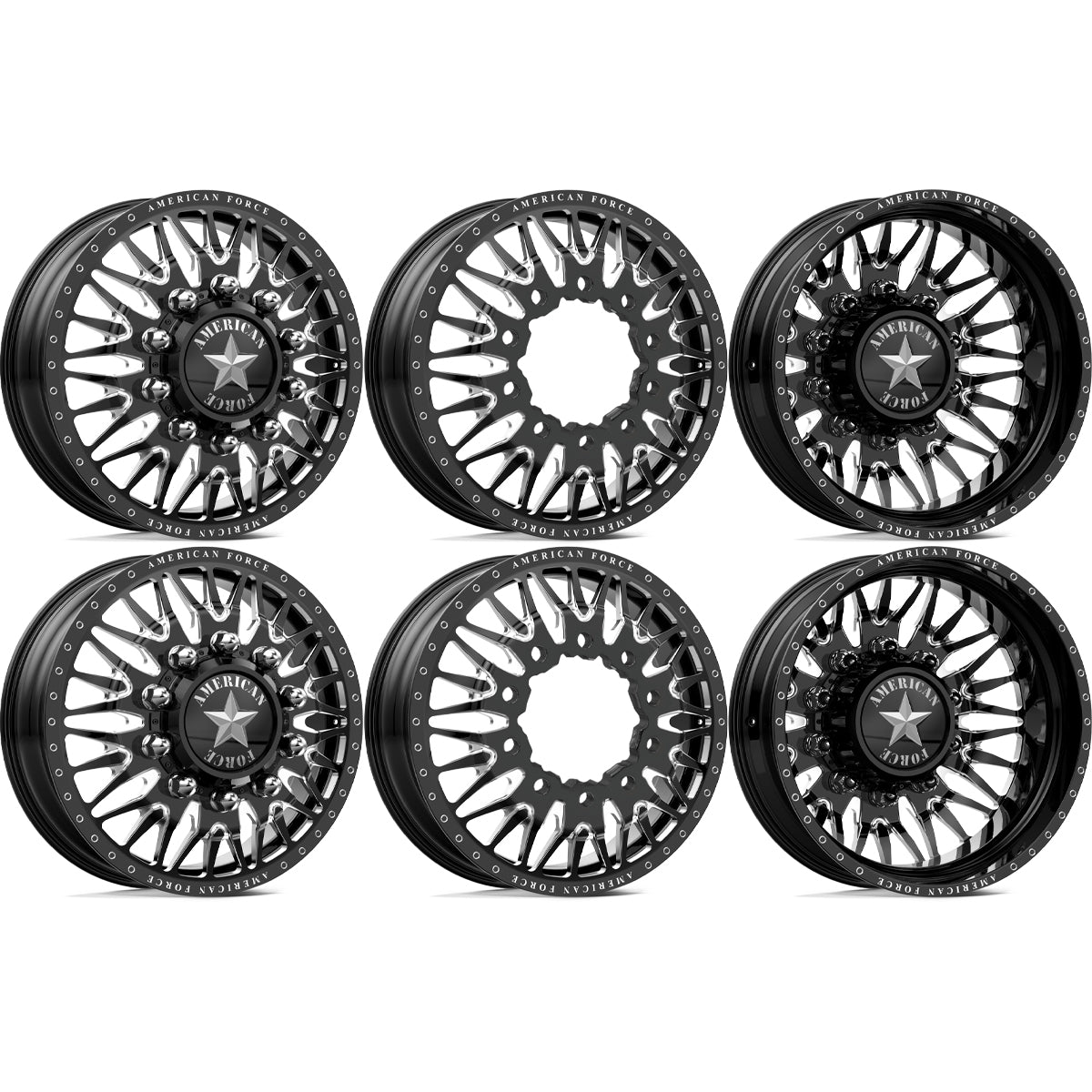 American Force Plague Gloss Black Milled 26x8.25 26" Dually Wheels