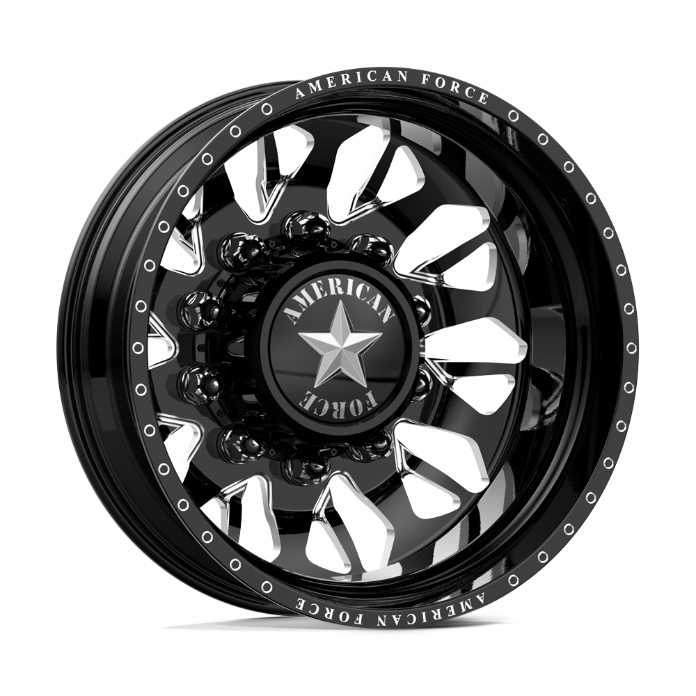 American Force Commander Gloss Black Milled 24x8.25 24" Dually Wheels