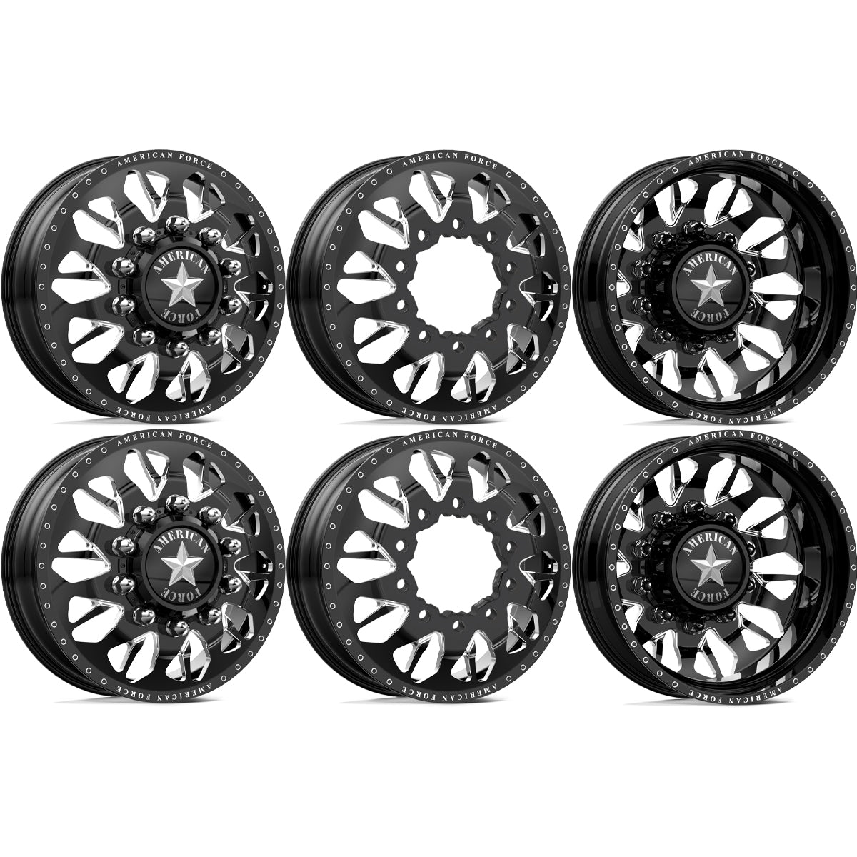 American Force Commander Gloss Black Milled 24x8.25 24" Dually Wheels