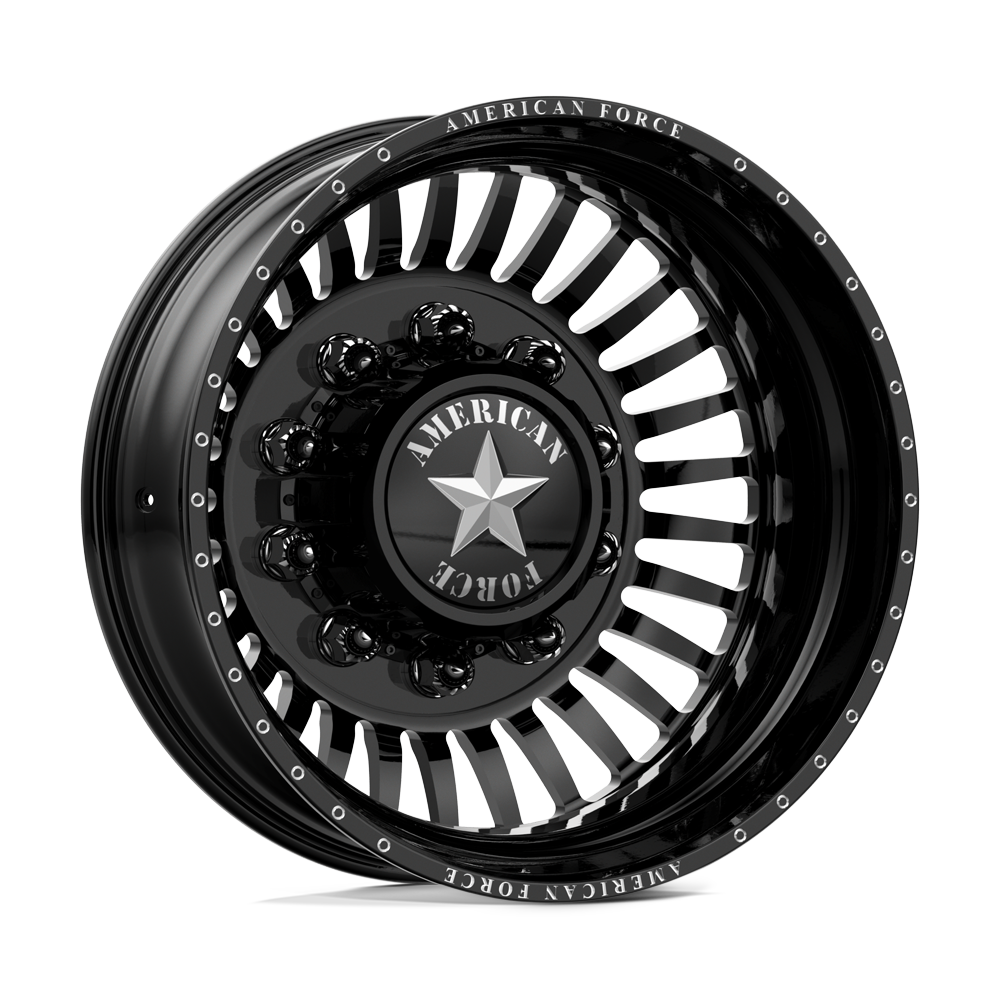 American Force Legion Gloss Black Milled 22x8.25 22.5" Dually Wheels