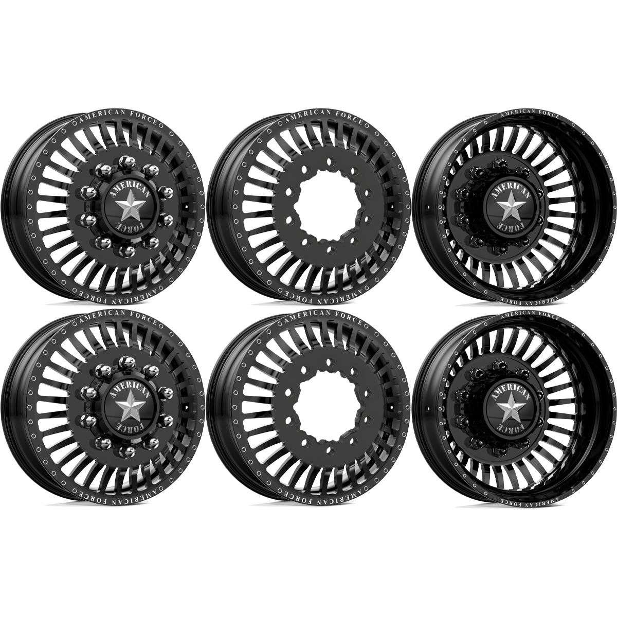 American Force Legion Gloss Black Milled 26x8.25 26" Dually Wheels