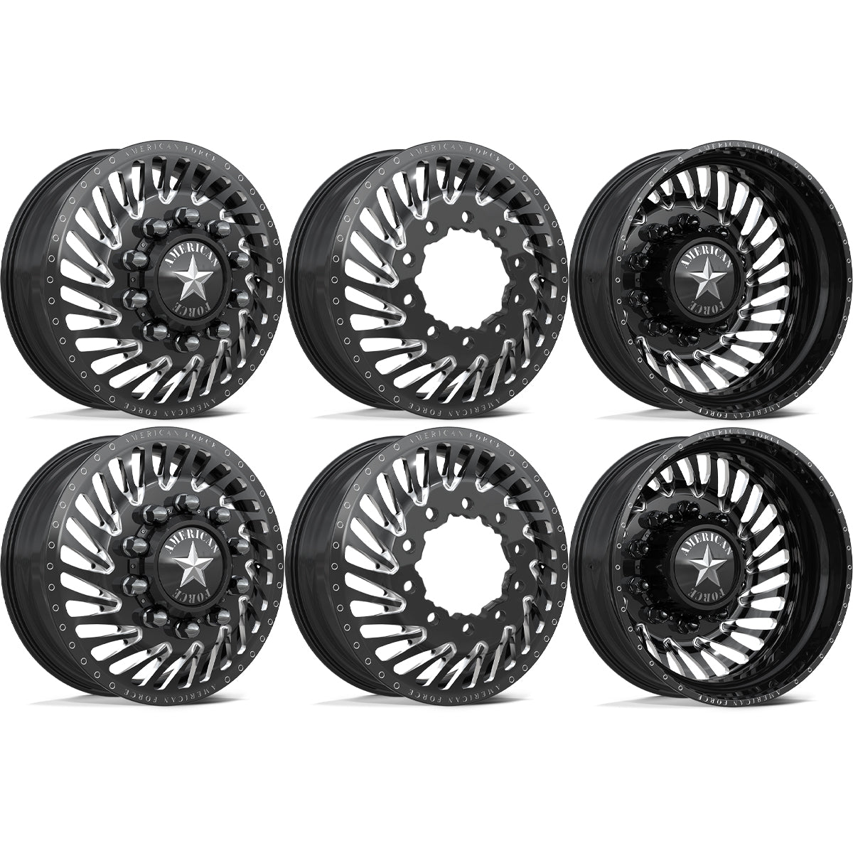 American Force Thriller Gloss Black Milled 26x8.25 26" Dually Wheels