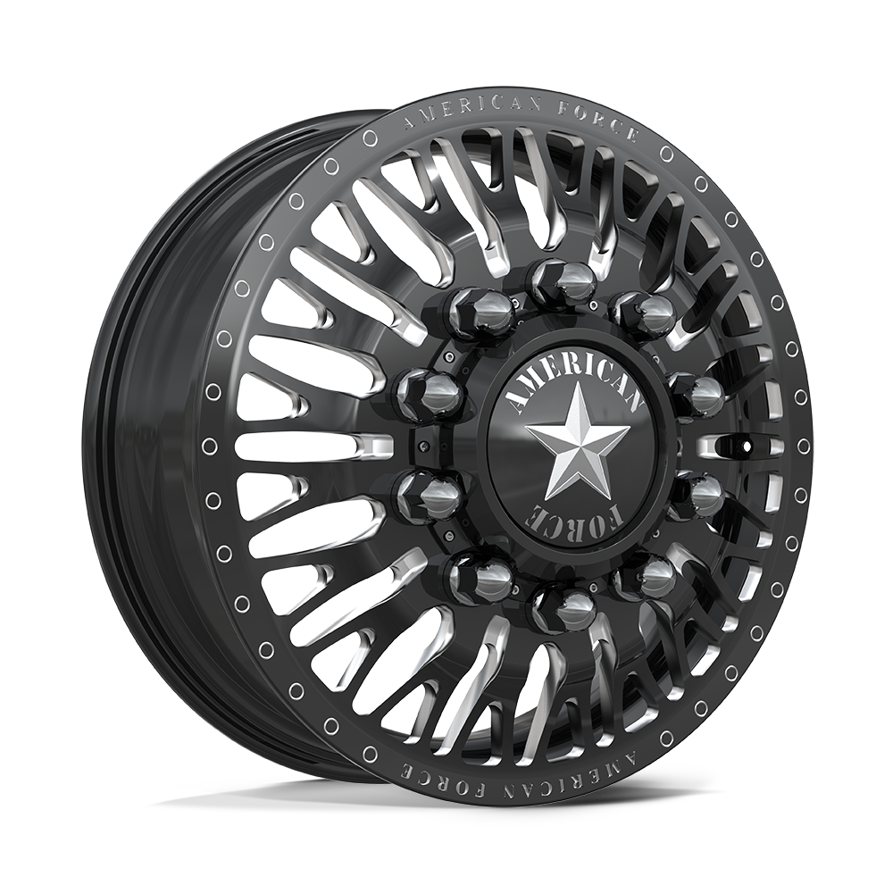 American Force Business Gloss Black Milled 22x8.25 22" Dually Wheels