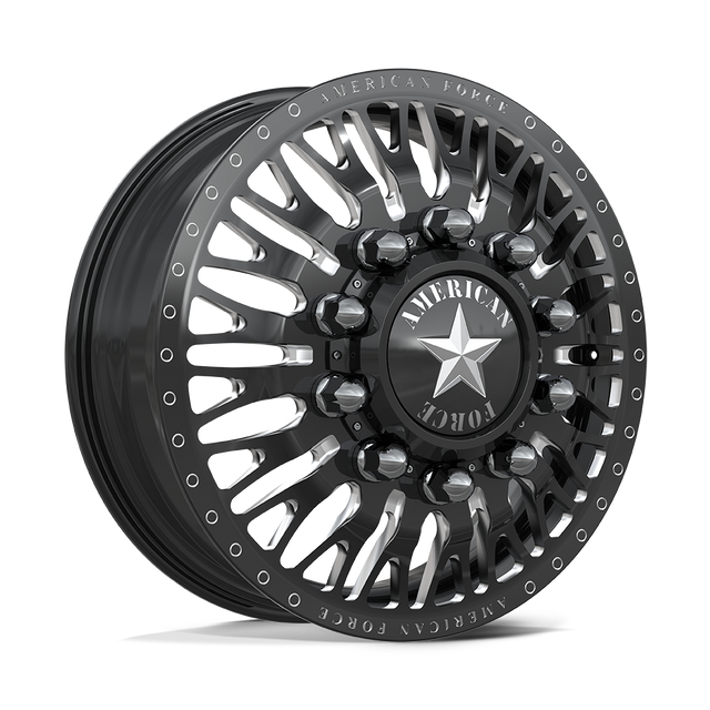 American Force Business Gloss Black Milled 22x8.25 22" Dually Wheels