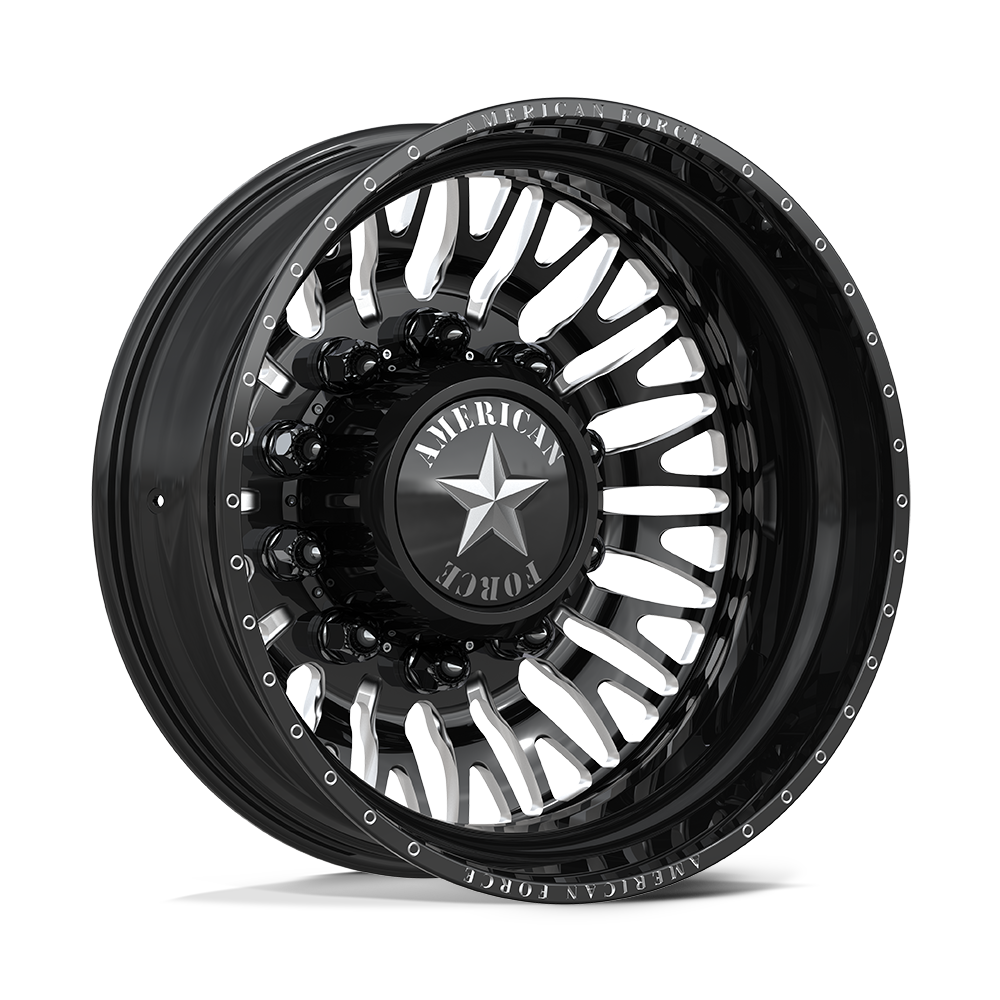 American Force Business Gloss Black Milled 22x8.25 22" Dually Wheels