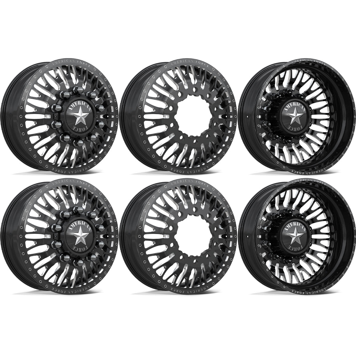 American Force Business Gloss Black Milled 28x8.25 28" Dually Wheels