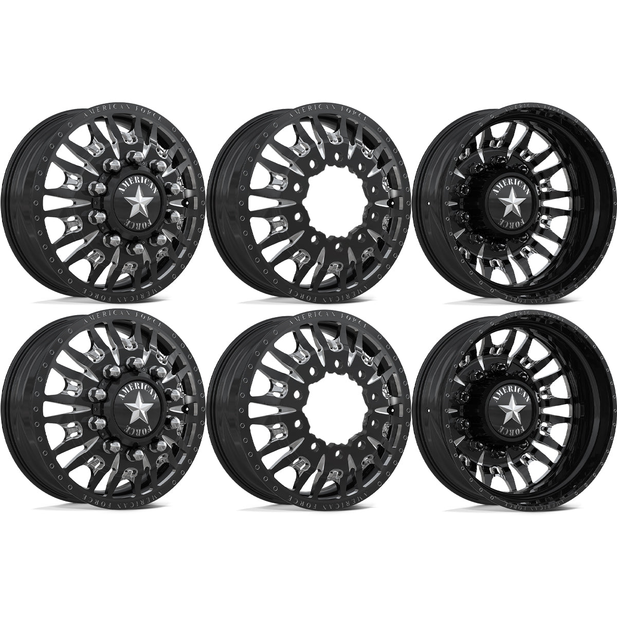 American Force Notch Gloss Black Milled 28x8.25 28" Dually Wheels