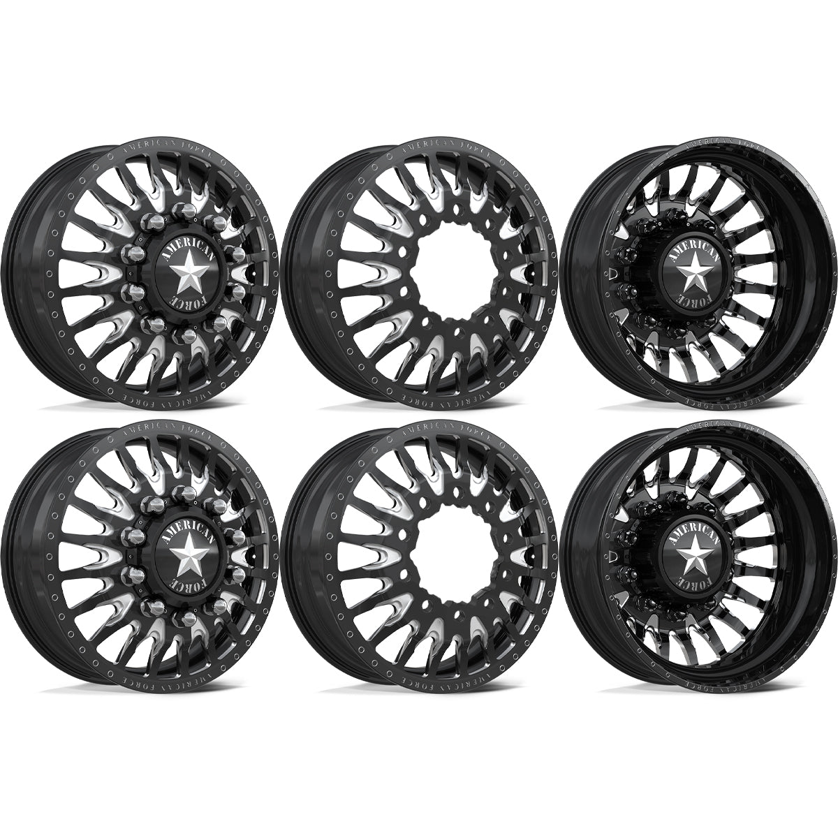 American Force Reactor Gloss Black Milled 22x8.25 22" Dually Wheels