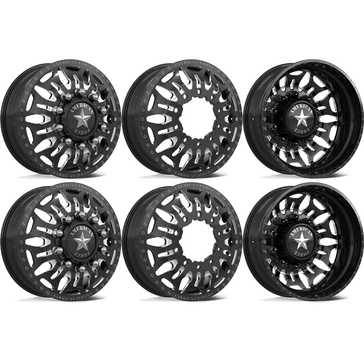 American Force Overhaul Gloss Black Milled 24x8.25 24" Dually Wheels