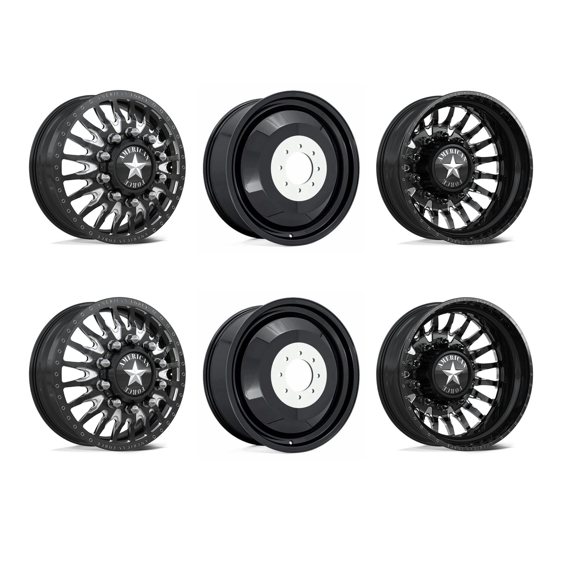 American Force Reactor 22x8.25 Wheels & Toyo Tires Open Country R/T Trail 35x12.50R22 Tires - 22" Dually Package