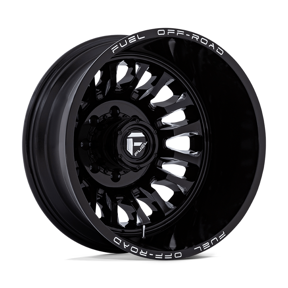 Fuel Offroad ARC Gloss Black Milled 20x8.25 Wheels & Venom Power Tires Terra Hunter R/T Plus 265/60R20 Tires - 20" Dually Package