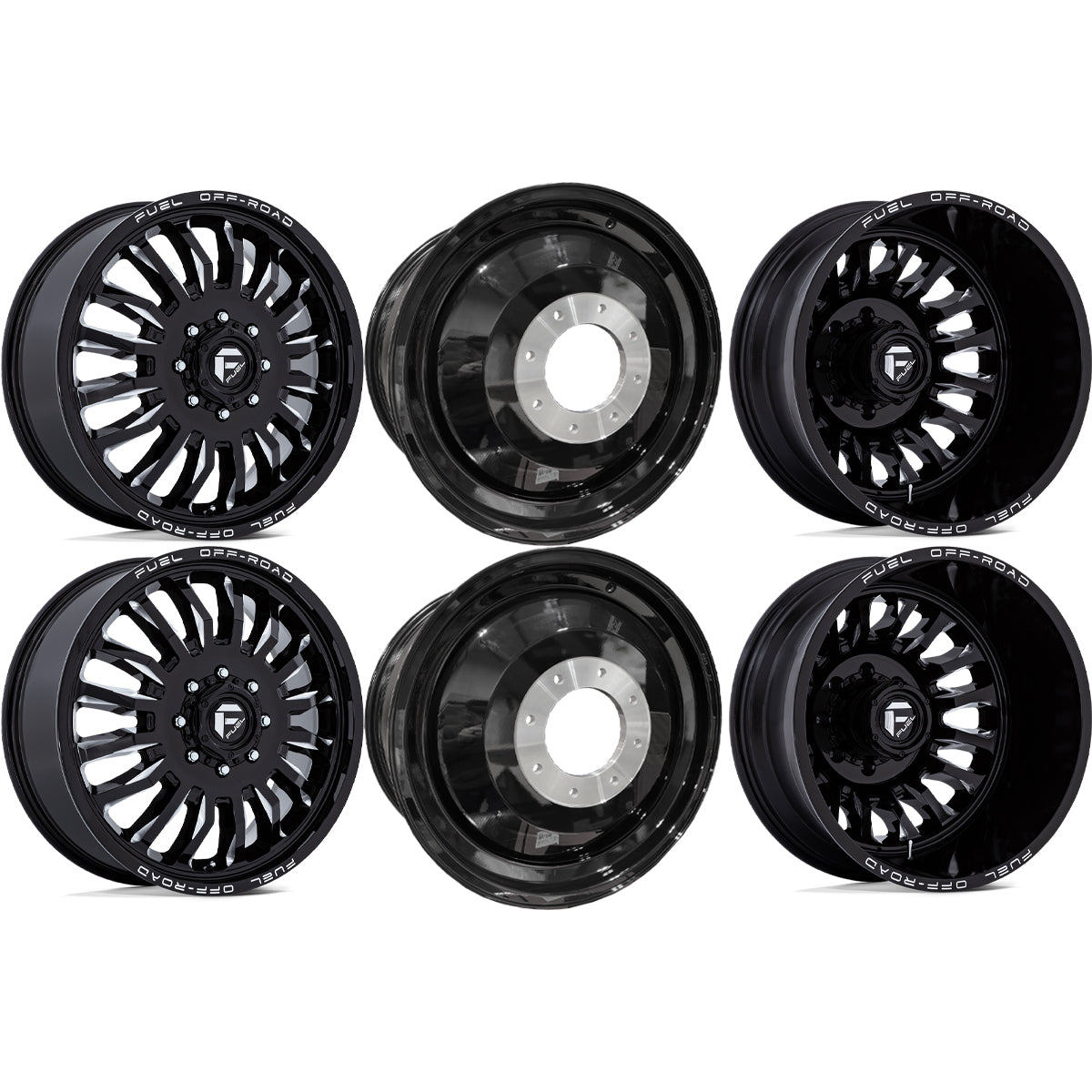 Fuel Offroad ARC Gloss Black Milled 20x8.25 Wheels & Atturo Tires Trail Blade X/T 33x12.50R20 Tires - 20" Dually Package