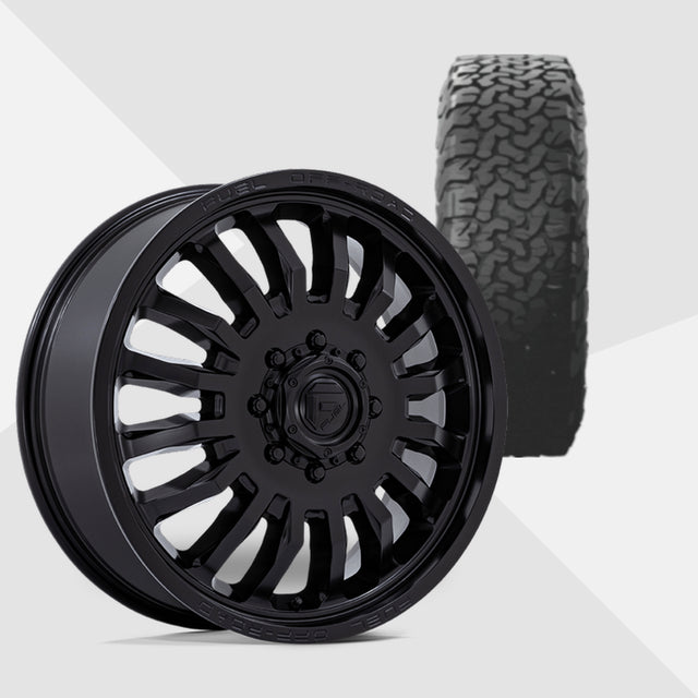 Fuel Offroad ARC Blackout 20x8.25 Wheels & BF Goodrich Tires All-Terrain T/A KO3 285/55R20 Tires - 20" Dually Package