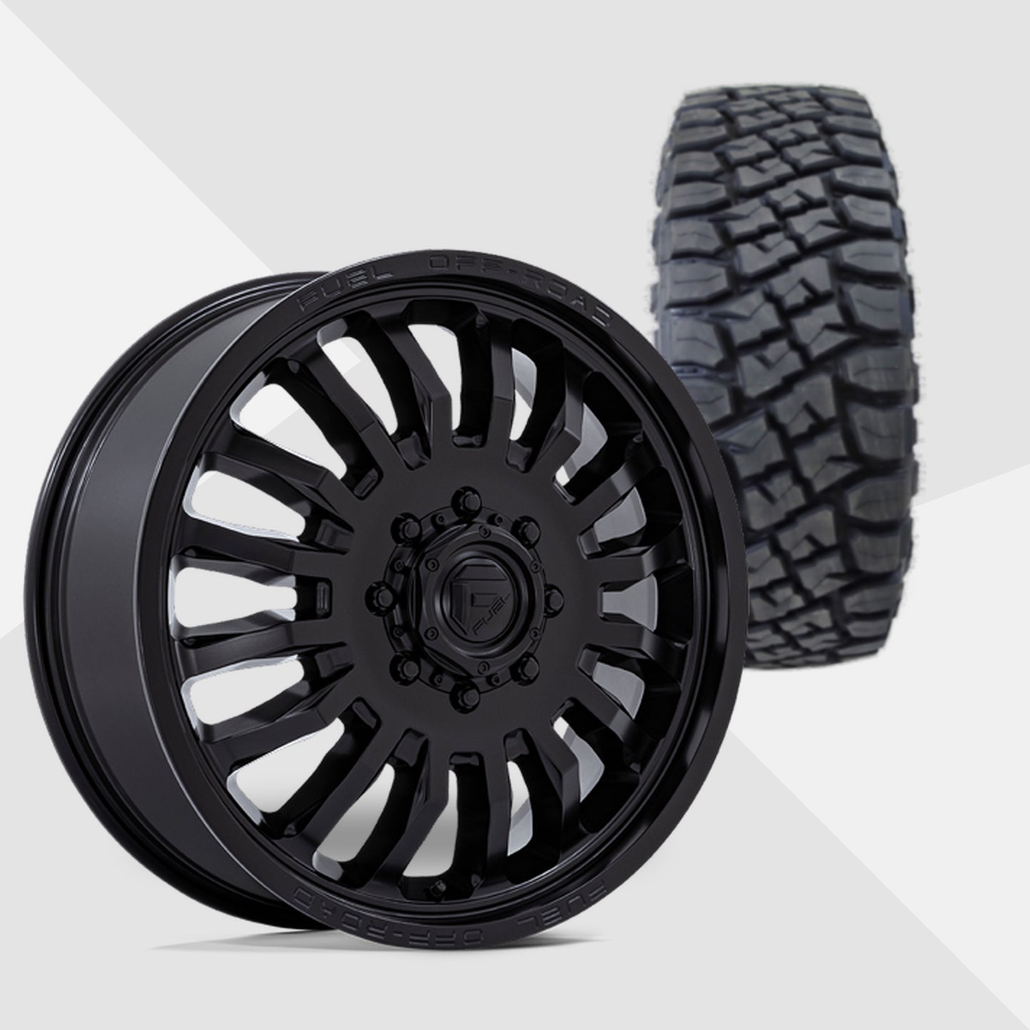 Fuel Offroad ARC Blackout 20x8.25 Wheels & Toyo Tires Open Country R/T Pro 35x11.50R20 Tires - 20" Dually Package
