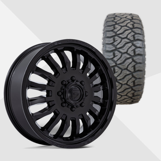 Fuel Offroad ARC Blackout 20x8.25 Wheels & Venom Power Tires Terra Hunter R/T 275/55R20 Tires - 20" Dually Package