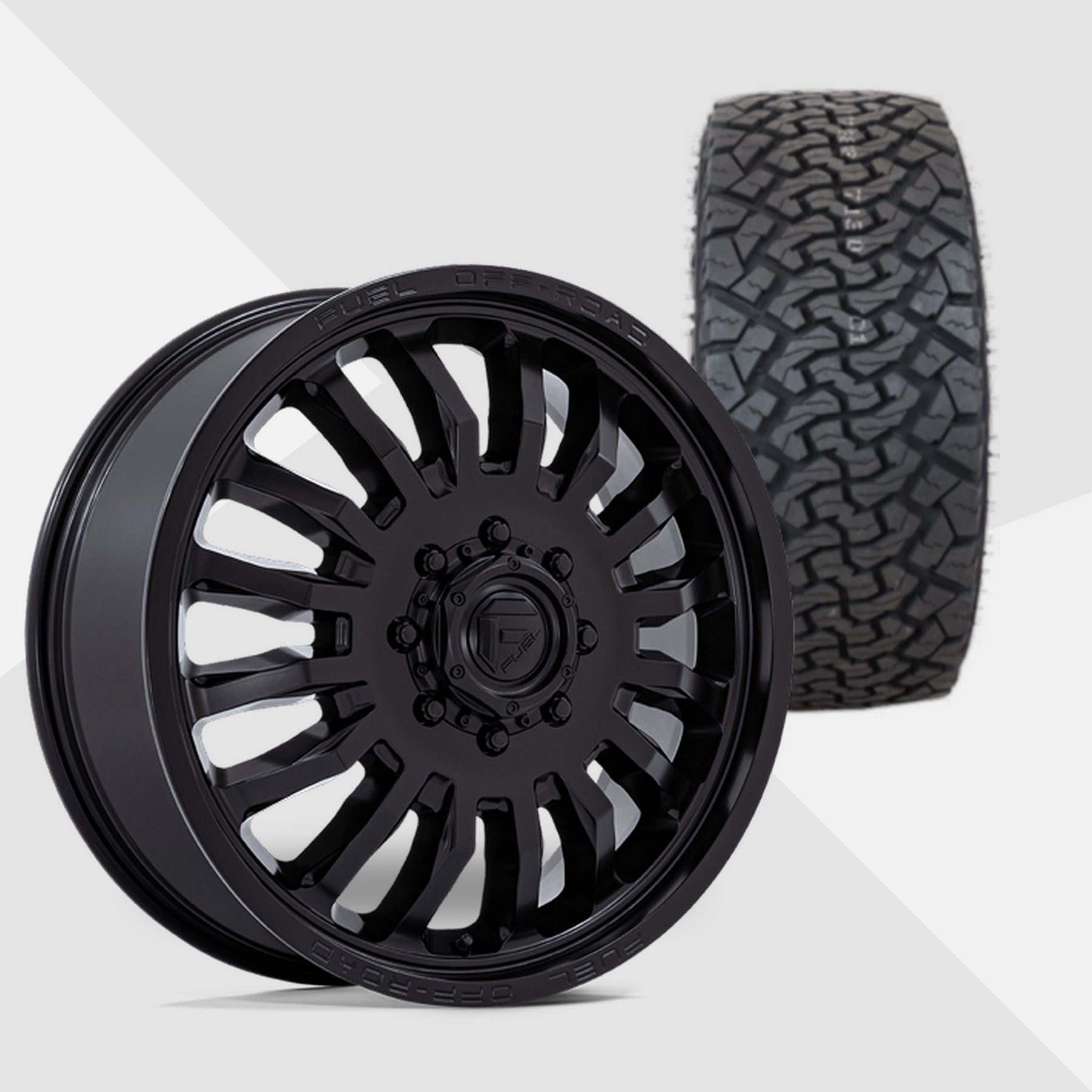 Fuel Offroad ARC Blackout 20x8.25 Wheels & Venom Power Tires Terra Hunter X/T 275/55R20 Tires - 20" Dually Package