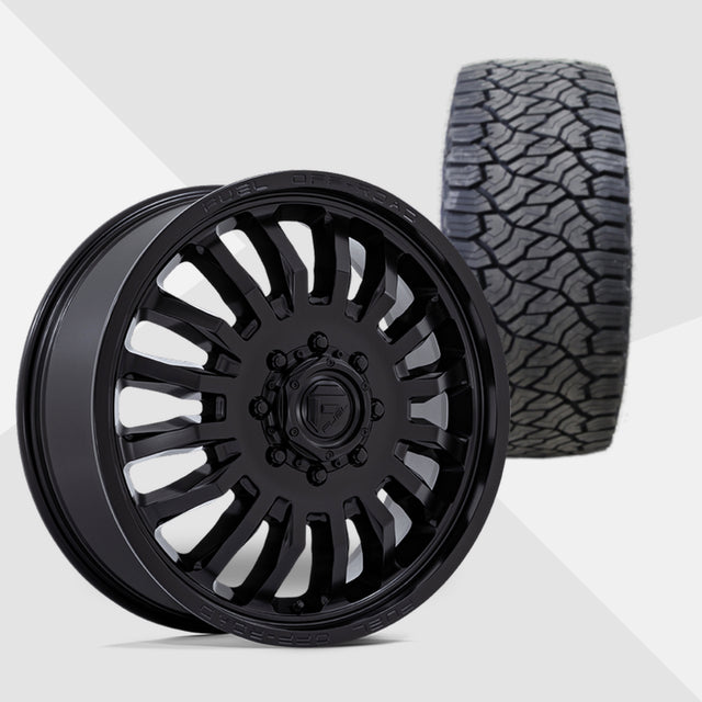 Fuel Offroad ARC Blackout 20x8.25 Wheels & Venom Power Tires Trail Hunter ATS 285/55R20 Tires - 20" Dually Package