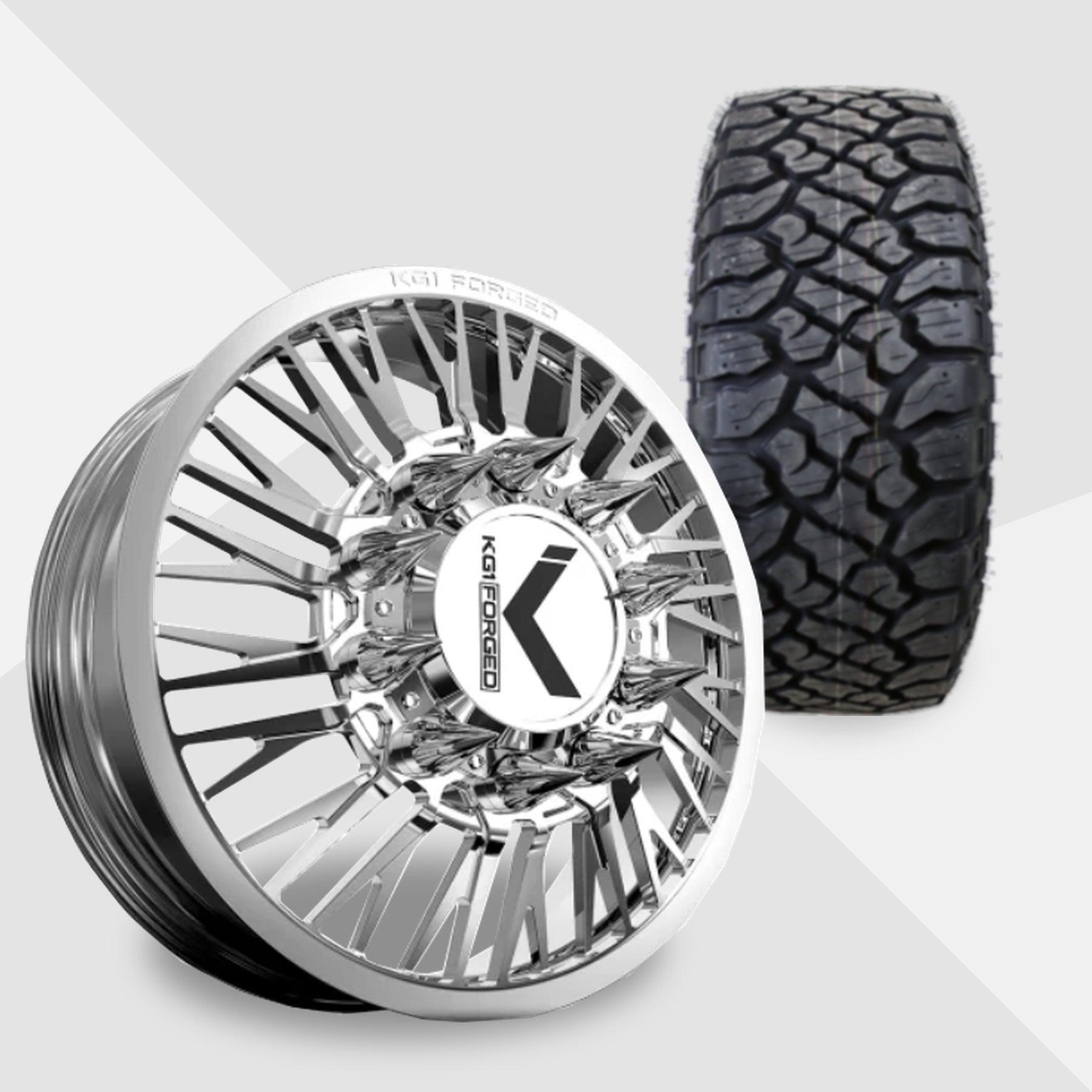 KG1 Allure-KD 24x8.25 Wheels & Kenda Tires Klever R/T 35x12.50R24 Tires - 24" Dually Package