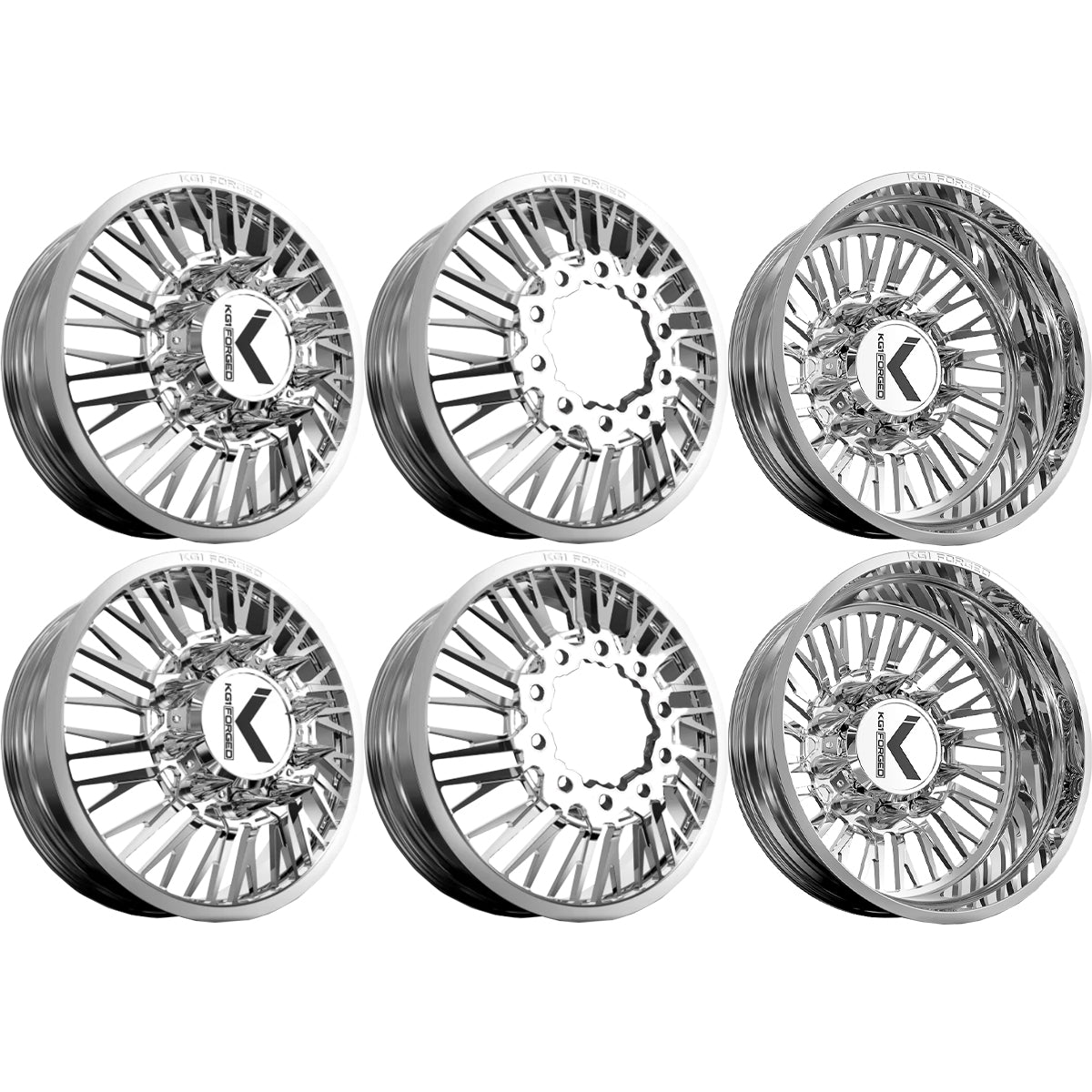 KG1 Allure-KD 24x8.25 Wheels & Kenda Tires Klever R/T 35x12.50R24 Tires - 24" Dually Package