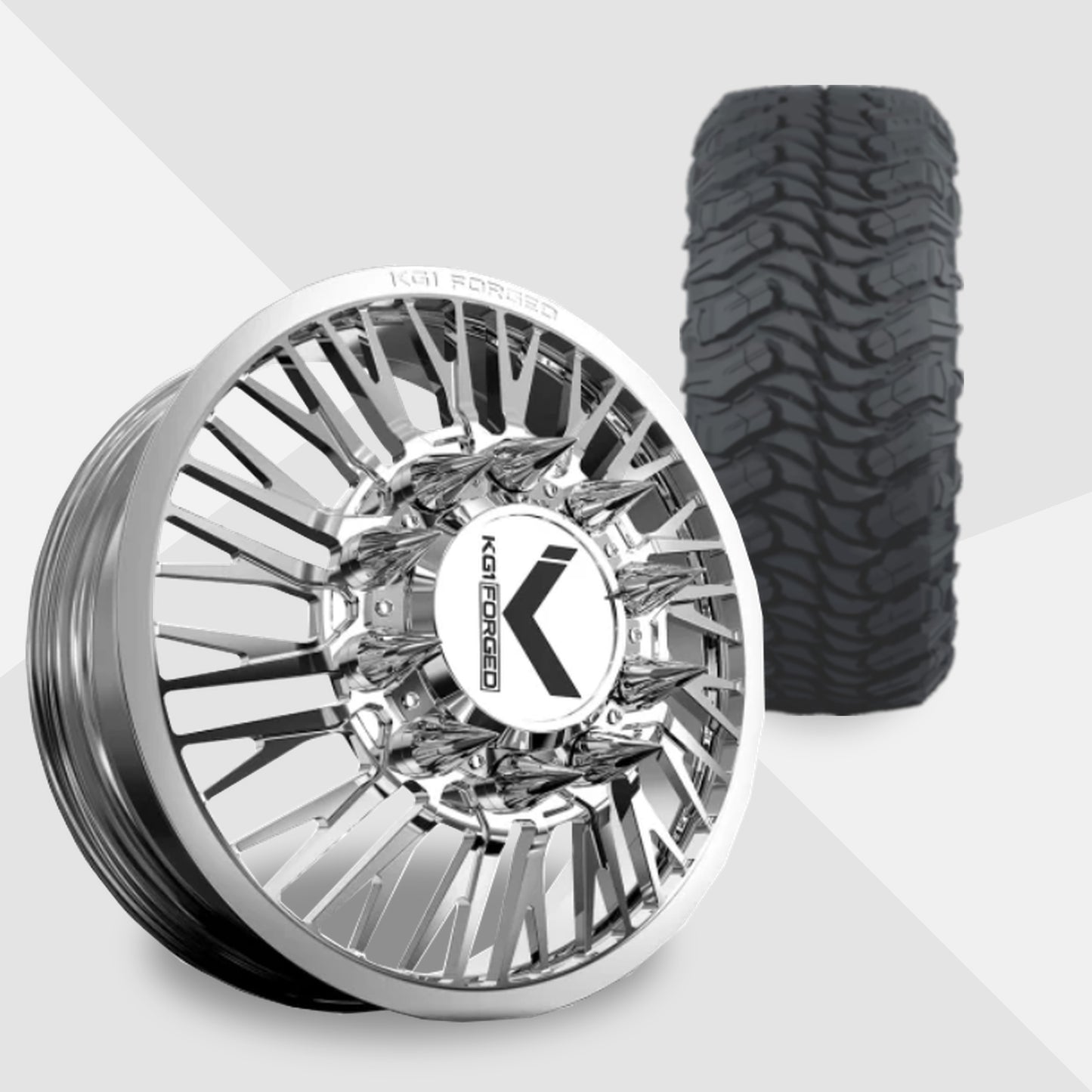 KG1 Allure-KD 24x8.25 Wheels & Atturo Tires Trail Blade MTS 37x13.50R24 Tires - 24" Dually Package