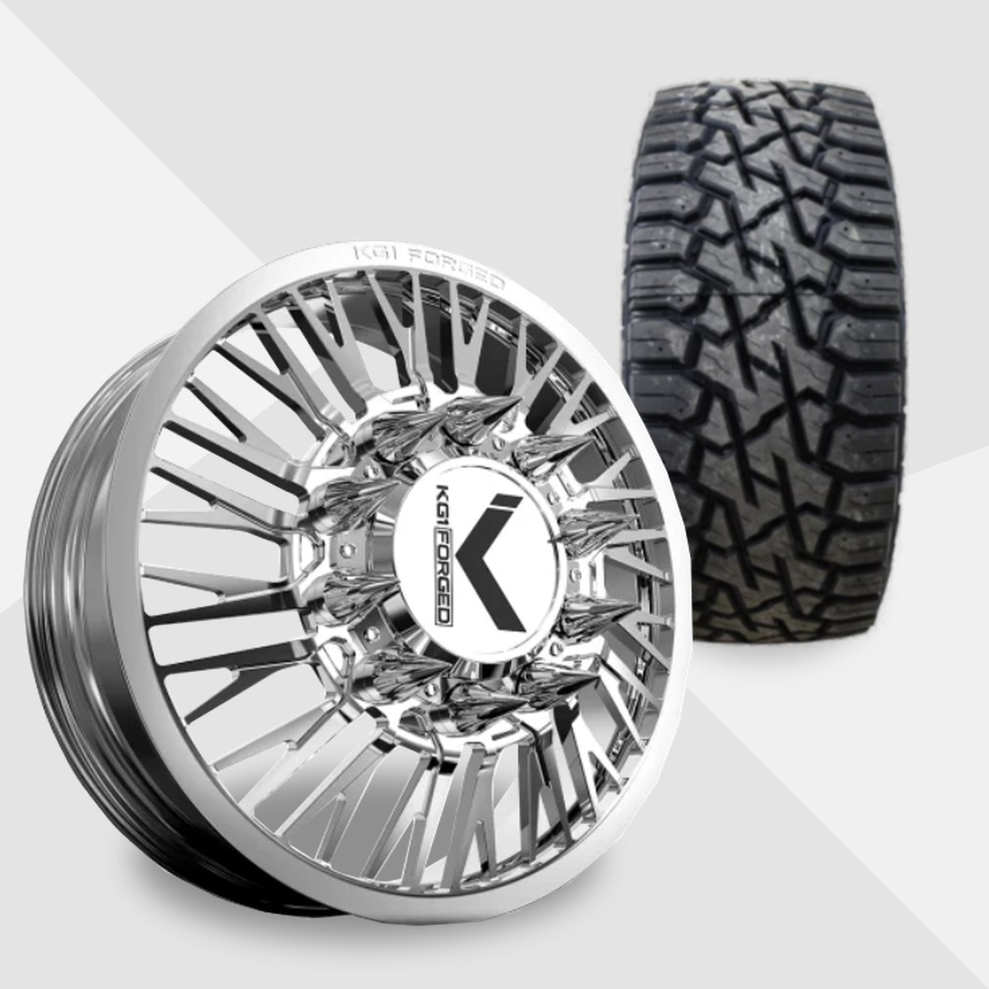 KG1 Allure-KD 22x8.25 Wheels & Venom Power Tires Trail Hunter R/T 37x12.50R22 Tires - 22" Dually Package