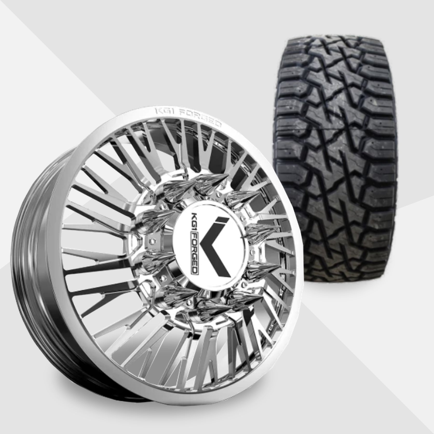 KG1 Allure-KD 22x8.25 Wheels & Venom Power Tires Trail Hunter R/T 37x12.50R22 Tires - 22" Dually Package