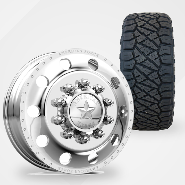 American Force Classic 22x8.25 Wheels & Nitto Tires Ridge Grappler 315/45R22 Tires - 22" Dually Package