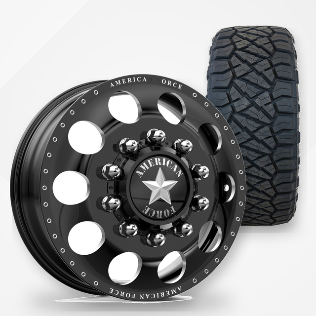 American Force Holes 22x8.25 Wheels & Nitto Tires Ridge Grappler 325/50R22 Tires - 22" Dually Package