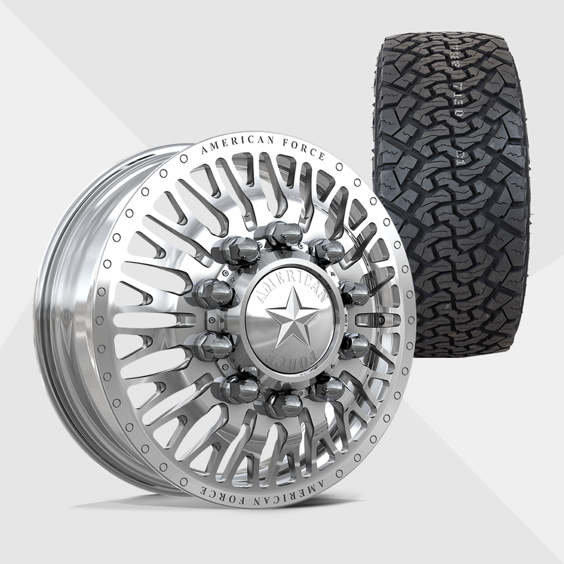 American Force Business Polished 24x8.25 8x170 with Venom Power Tires Terra Hunter X/T 35x13.50R24 Dually Package