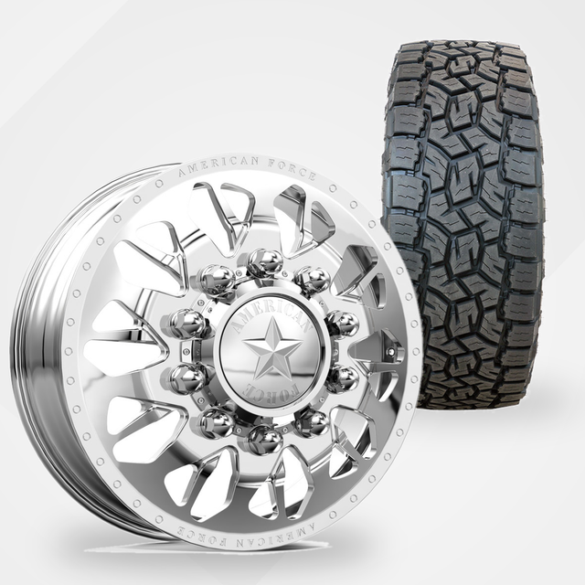 American Force Commander 22x8.25 Wheels & Toyo Tires Open Country A/T III 35x12.50R22 Tires - 22" Dually Package