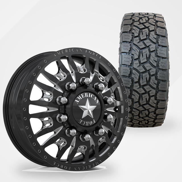 American Force Notch 22x8.25 Wheels & Toyo Tires Open Country A/T III 35x12.50R22 Tires - 22" Dually Package