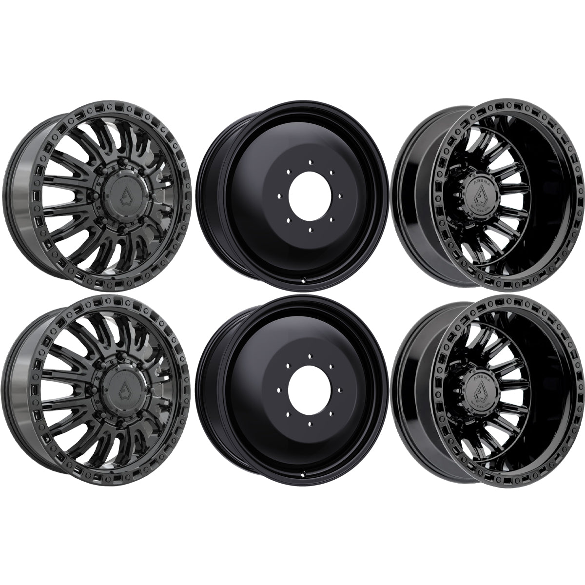 Arena Mission Glossy Black 22x8.25 22" Dually Wheels