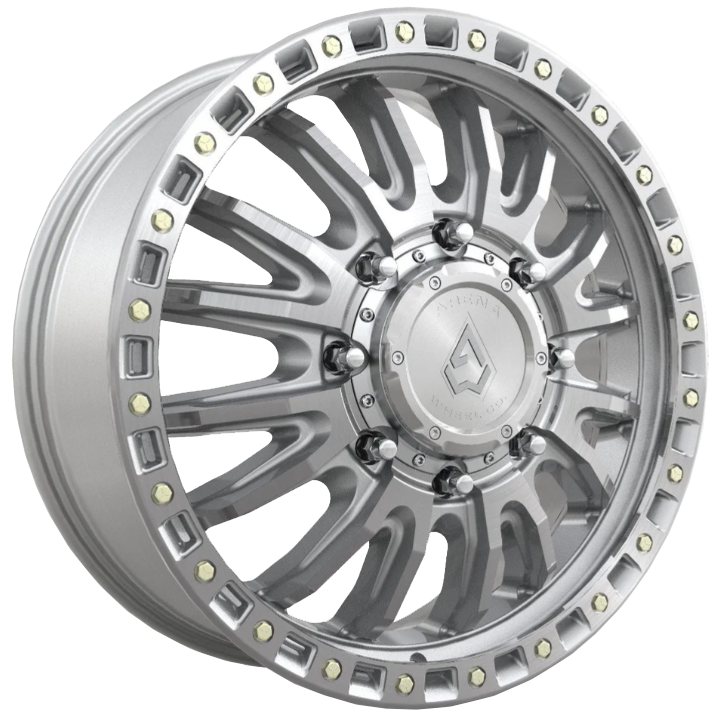 Arena Mission Gloss Silver Machined 22x8.25 22" Dually Wheels