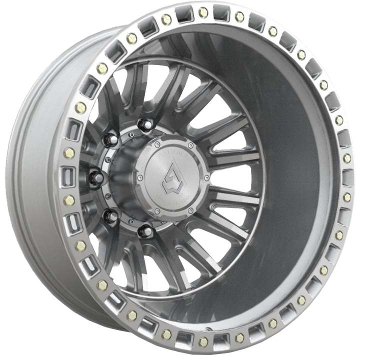 Arena Mission Gloss Silver Machined 22x8.25 22" Dually Wheels