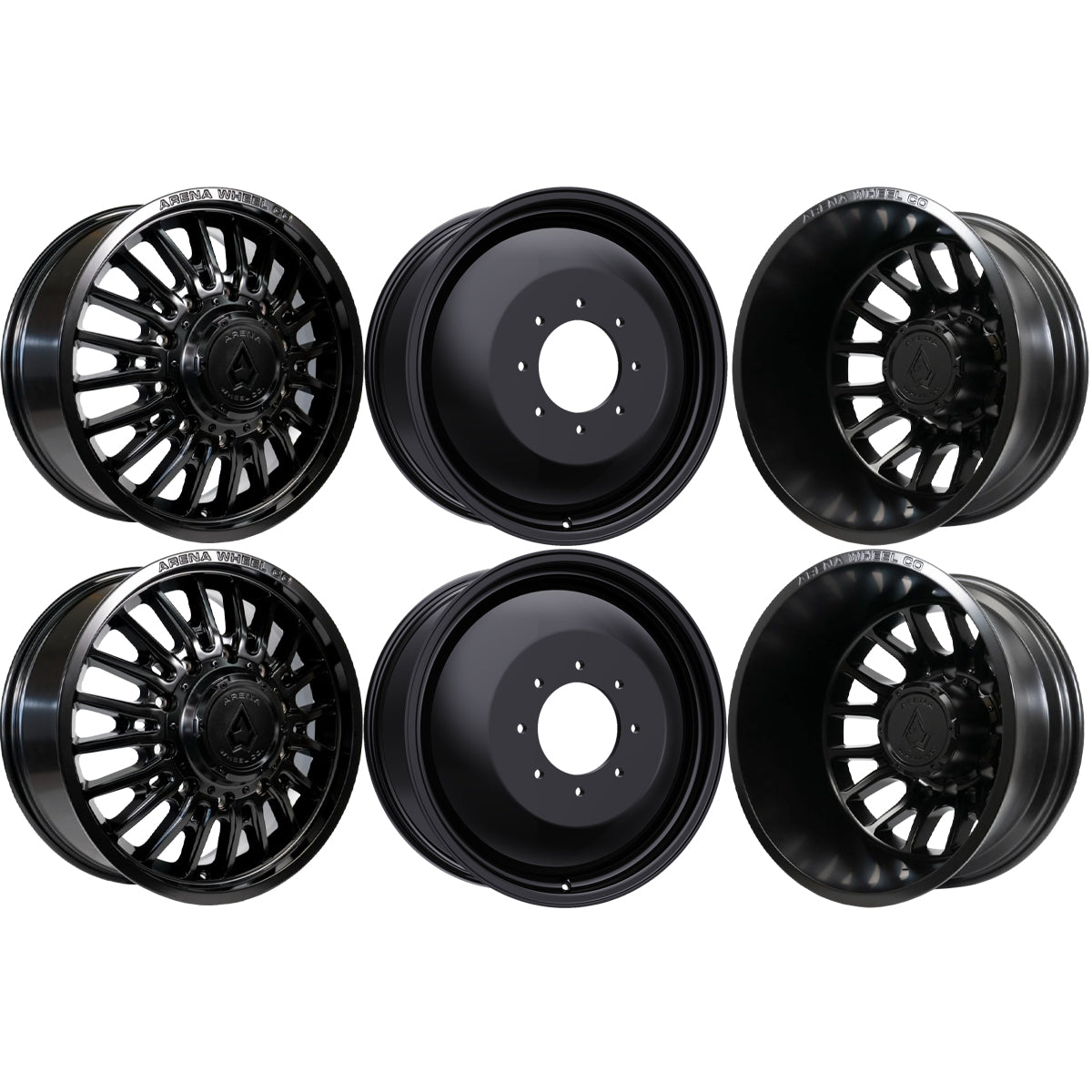 Arena Thunder Glossy Black 22x8.25 22" Dually Wheels