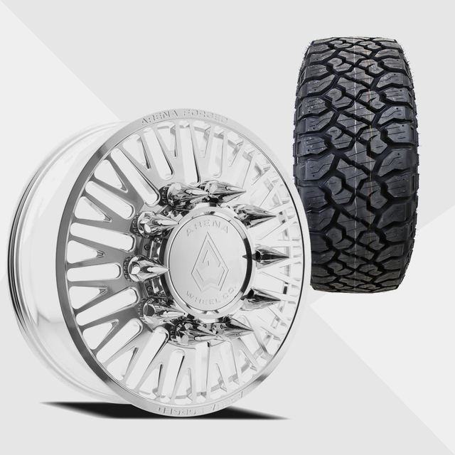 Arena Forged A101 Casino Milled And Polished 24x8.25 8x200 with Kenda Tires Klever R/T 35x12.50R24 Dually Package