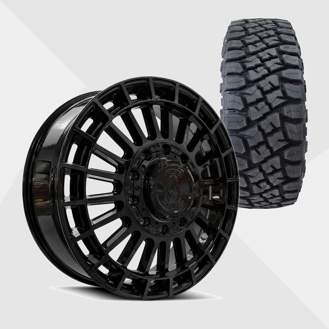 Arena A151 Blaze Gloss Black 24x8.25 8x200 with Toyo Tires Open Country R/T Pro 315/50R24 Dually Package