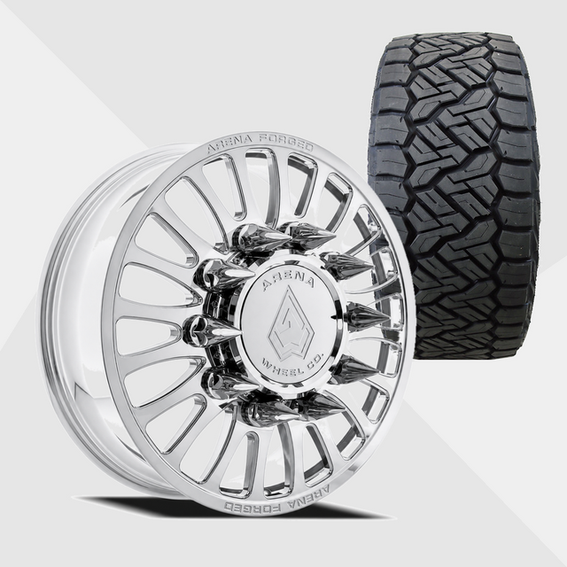 Arena Forged AF103 Shoreline Milled And Polished 24x8.25 8x200 with Nitto Tires Recon Grappler A/T 295/45R24 Dually Package