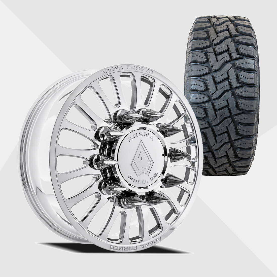 Arena Forged AF103 Shoreline Milled And Polished 22x8.25 8x200 with Toyo Tires Open Country R/T 35x12.50R22 Dually Package
