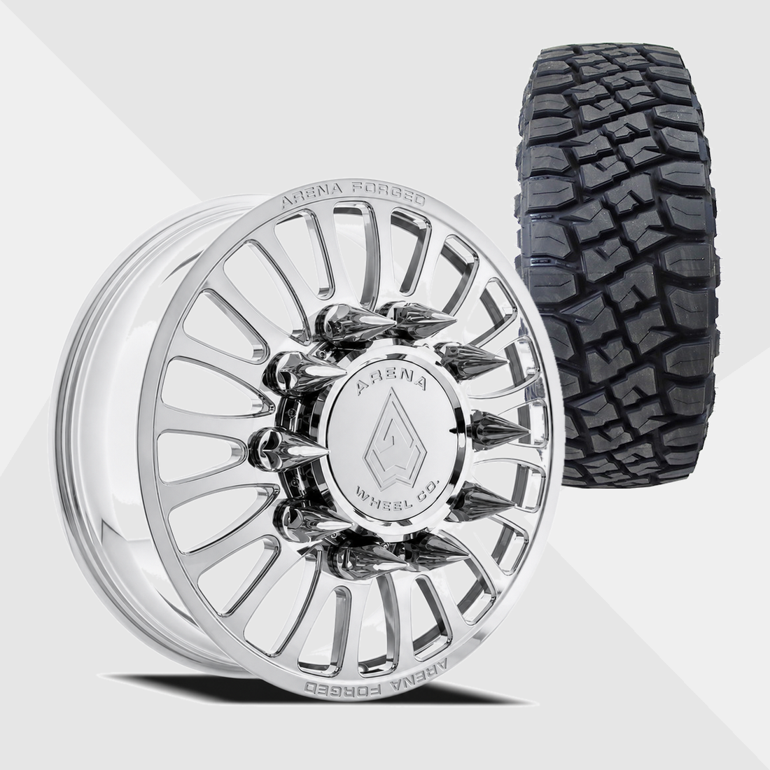 Arena Forged AF103 Shoreline Milled And Polished 24x8.25 8x200 with Toyo Tires Open Country R/T Pro 315/50R24 Dually Package