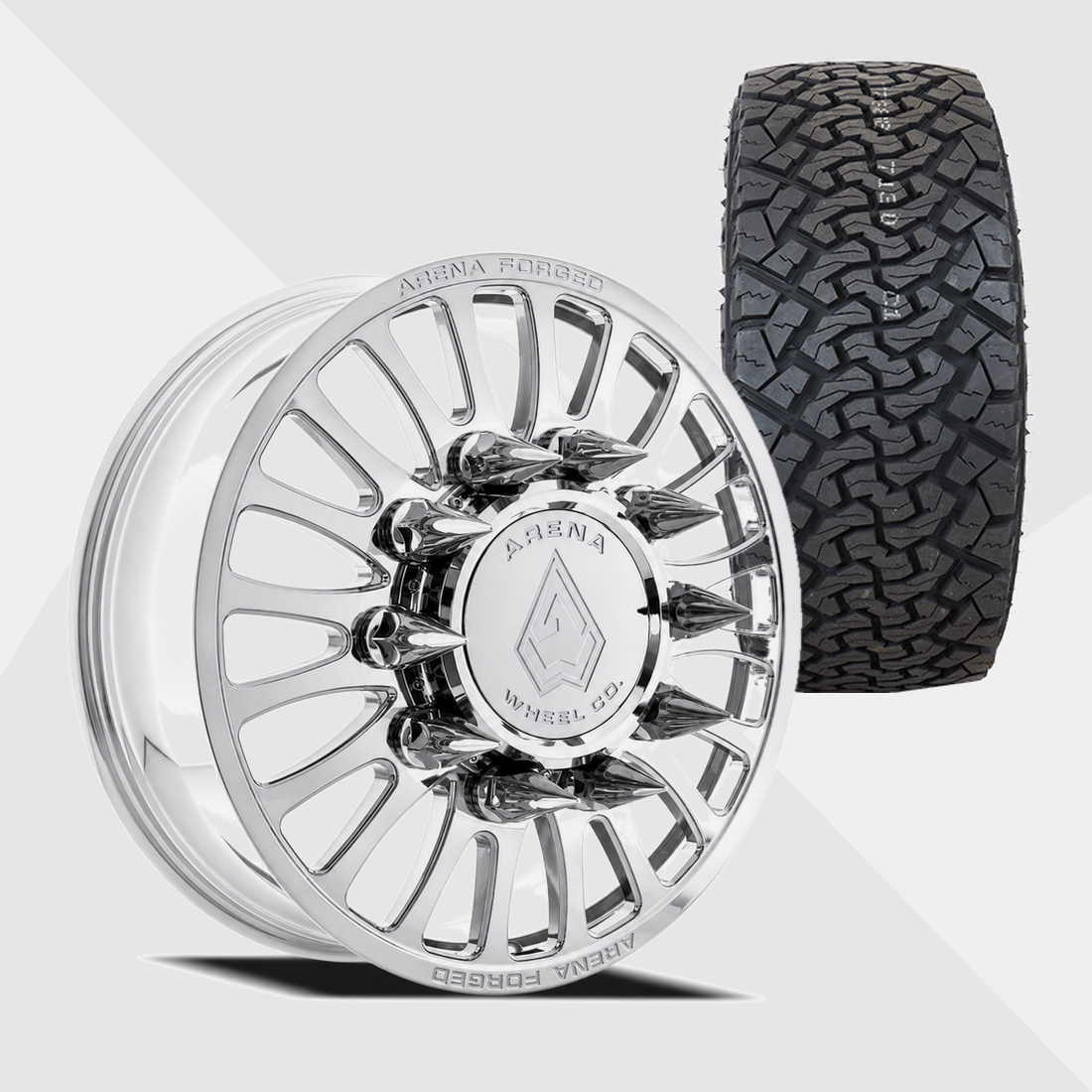 Arena Forged AF103 Shoreline Milled And Polished 22x8.25 8x200 with Venom Power Tires Terra Hunter X/T 35x12.50R22 Dually Package